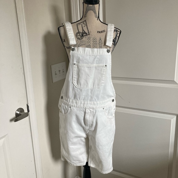 ASOS White Denim Short Jumper Romper Overalls - Picture 1 of 3